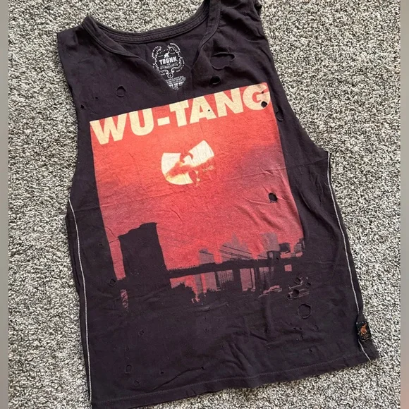 Vintage Style Wu-Tang Clan Graphic Tee Distressed Black Hip Hop Shirt Size Small - Picture 1 of 3